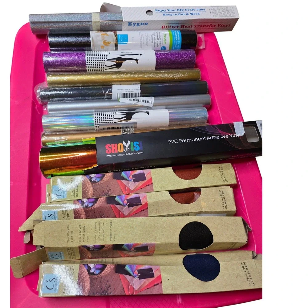 Cricut Girafvinyl‎ Craft Bundle Vinyl Rolls HTV Permanent Adhesive Faux Leather